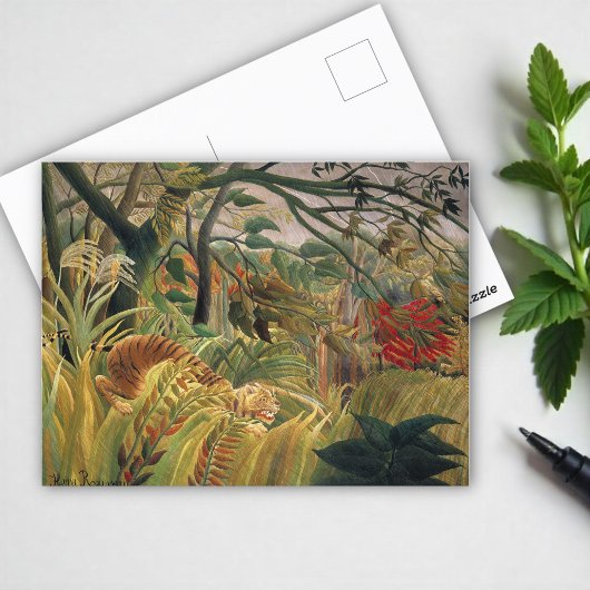 Tiger in einem tropischen Sturm von Henri Rousseau Postkarte