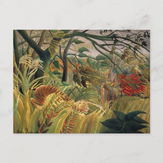 Tiger in einem tropischen Sturm von Henri Rousseau Postkarte (Vorderseite)