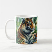 Tiger in einem üppigen Dschungel Wasserfarben Male Kaffeetasse (Links)