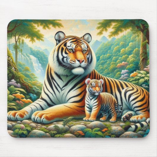 Tiger in einem üppigen Dschungelparadies Mousepad (Vorne)
