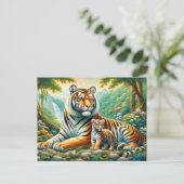 Tiger in einem üppigen Dschungelparadies Postkarte (Stehend Vorderseite)