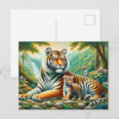 Tiger in einem üppigen Dschungelparadies Postkarte (Vorne/Hinten)