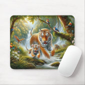 Tiger in einem verzauberten Waldgemälde Mousepad (Mit Mouse)