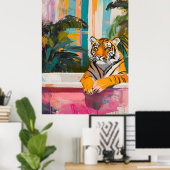 Tiger in einer Badewanne: Tropischer Garten Poster (Heimbüro)