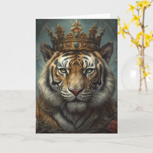 Tiger in einer Krone Karte (Gelbe Blume)