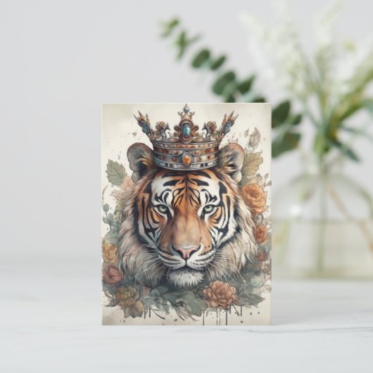 Tiger in einer Krone Postkarte (Stehend Vorderseite)