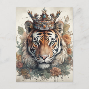 Tiger in einer Krone Postkarte