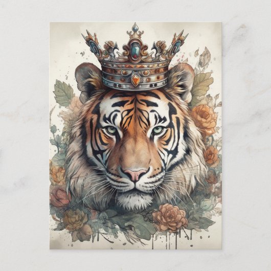 Tiger in einer Krone Postkarte (Vorderseite)