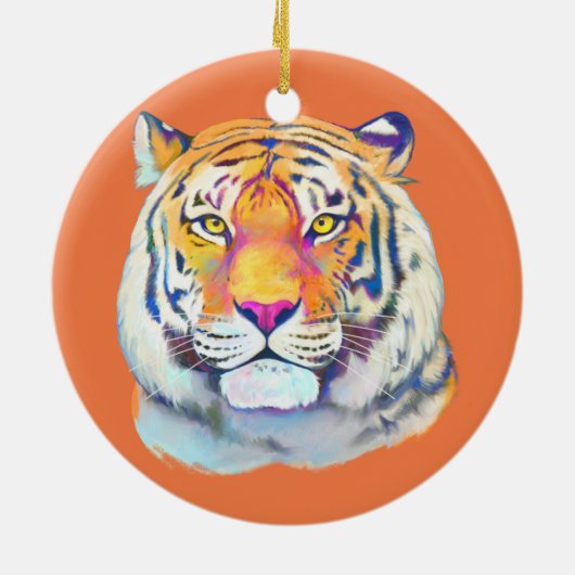 Tiger in Farben Keramik Ornament (Hinten)