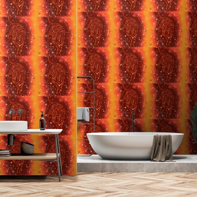 Tiger in Galaxy Starry Night Tapete (Badezimmer)