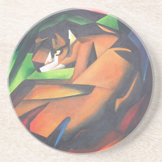 Tiger in geometrischer Art Stil Franz Marc Getränkeuntersetzer (Vorne)