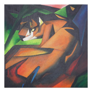 Tiger in geometrischer Art Stil Franz Marc Poster