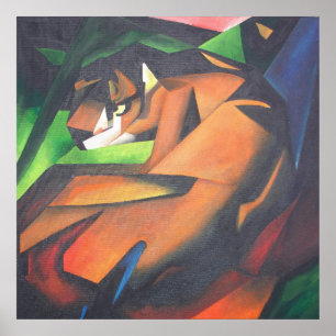 Tiger in geometrischer Art Stil Franz Marc Poster