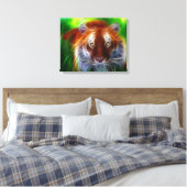 Tiger in grasbewachsenen Canvas Leinwanddruck (Insitu (Schlafzimmer))