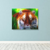 Tiger in grasbewachsenen Canvas Leinwanddruck (Insitu (Holzboden))