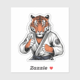 Tiger in Jiu-Jitsu Outfit Martial Arts Animal Aufkleber
