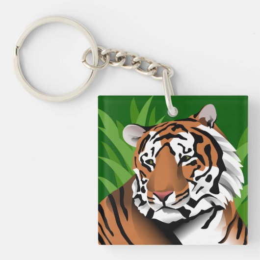 Tiger In Jungle Schlüsselanhänger (Vorderseite)