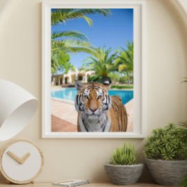 Tiger in Luxuriöse Villa Tierfotografie Poster