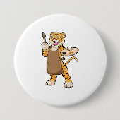 Tiger in Malerei mit Pinsel und Pinsel Button (Vorderseite)