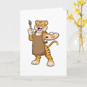 Tiger in Malerei mit Pinsel und Pinsel Karte (Gelbe Blume)