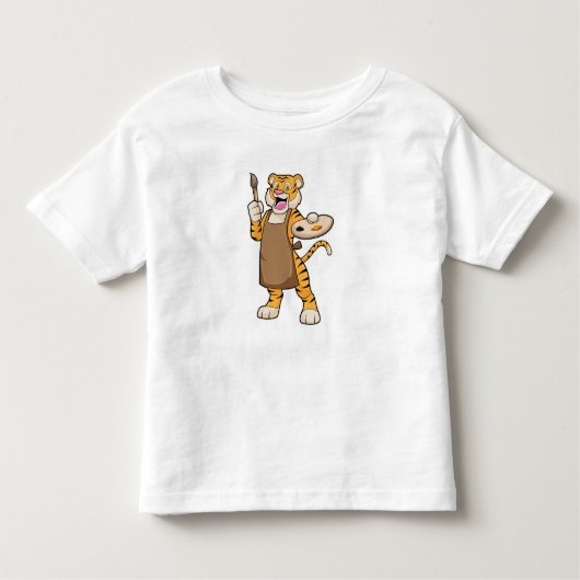 Tiger in Malerei mit Pinsel und Pinsel Kleinkind T-shirt (Vorderseite)