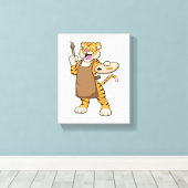 Tiger in Malerei mit Pinsel und Pinsel Leinwanddruck (Insitu (Holzboden))