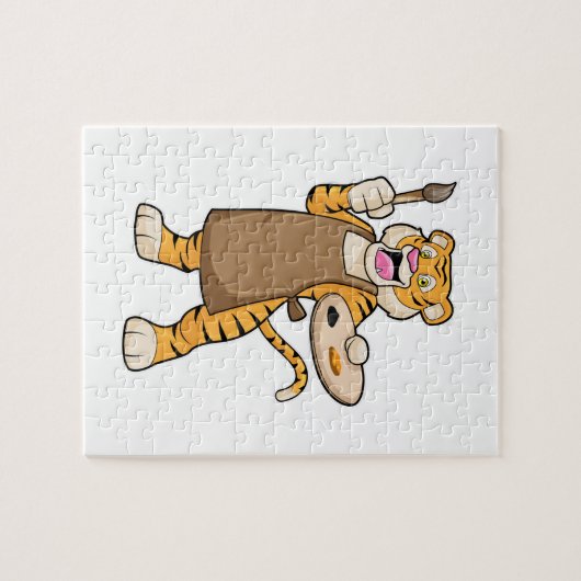Tiger in Malerei mit Pinsel und Pinsel Puzzle (Horizontal)