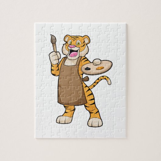Tiger in Malerei mit Pinsel und Pinsel Puzzle (Vertikal)