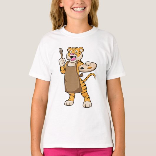 Tiger in Malerei mit Pinsel und Pinsel T-Shirt (Vorderseite)