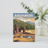 Tiger in Ranthamoring National Park India Travel Postkarte (Stehend Vorderseite)