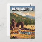 Tiger in Ranthamoring National Park India Travel Postkarte (Vorne/Hinten)