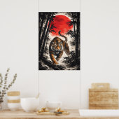 Tiger In Red Moon - Japanese Anime Art Poster (Küche)