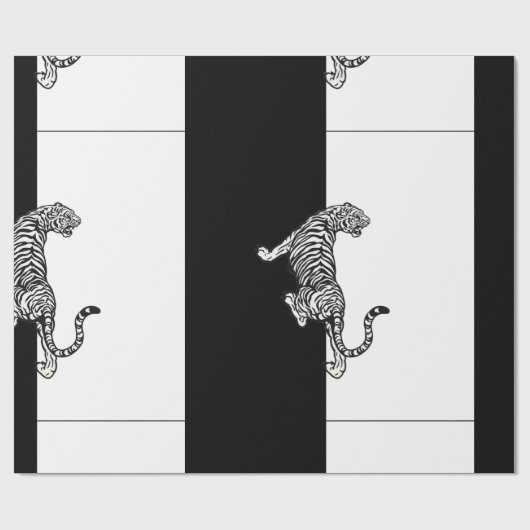 Tiger in Schwarz und Weiß Geschenkpapier (Flach)