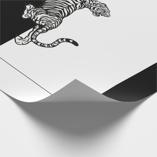 Tiger in Schwarz und Weiß Geschenkpapier (Ecke)