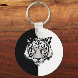 Tiger in Schwarz und Weiß Schlüsselanhänger