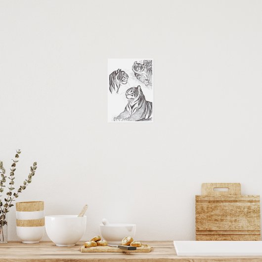 Tiger in schwarzem Poster (Küche)