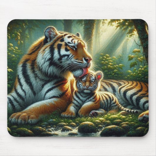 Tiger in Sonnenbeleuchtungs-Waldmalerei Mousepad (Vorne)