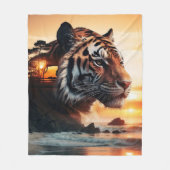 Tiger in the sunset / Tiger im Sonnenuntergang Fleecedecke (Vorderseite)