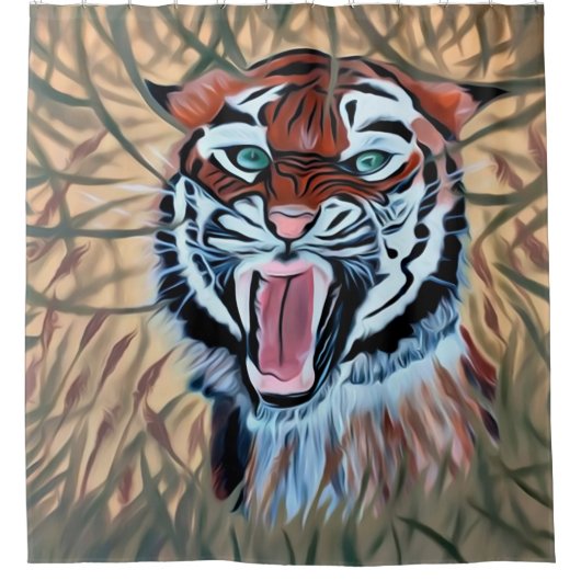 Tiger in wart duschvorhang (Vorderseite)