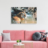 Tiger in Wasser 2 Leinwanddruck (Insitu (Wohnzimmer))