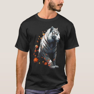 Tiger in Weiß - Blume Artwork - Animal Art Tige T-Shirt