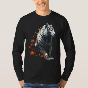 Tiger in Weiß - Blume Artwork - Animal Art Tige T-Shirt