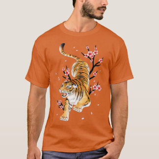 Tiger Japanese Cherry Blossom Blume Vintag Sakur T-Shirt