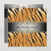 Tiger Jewel 21. Geburtstag Einladung Tiger 21 (Vorne/Hinten)