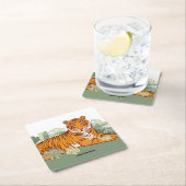 Tiger-Junge-Party, Tierdschungel Rechteckiger Pappuntersetzer (Vor Ort)