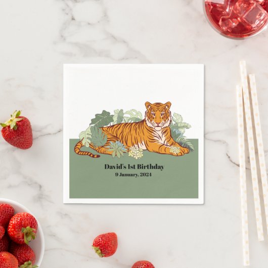 Tiger-Junge-Party, Tierdschungel Serviette (Beispiel)