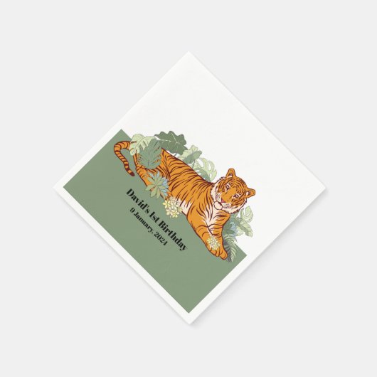 Tiger-Junge-Party, Tierdschungel Serviette (Ecke)