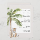 Tiger Jungle Animal Palm Tree Geburtstag Einladung (Vorne/Hinten)