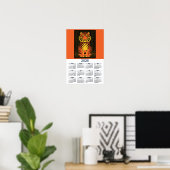 Tiger-Kalender Dramatisch Orange Schwarzer Tiger Poster (Heimbüro)