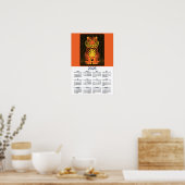 Tiger-Kalender Dramatisch Orange Schwarzer Tiger Poster (Küche)